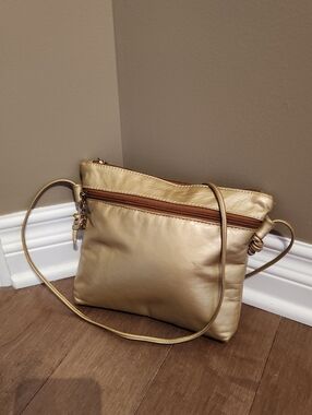 Vintage Gold Genuine Leather Shoulder Bag